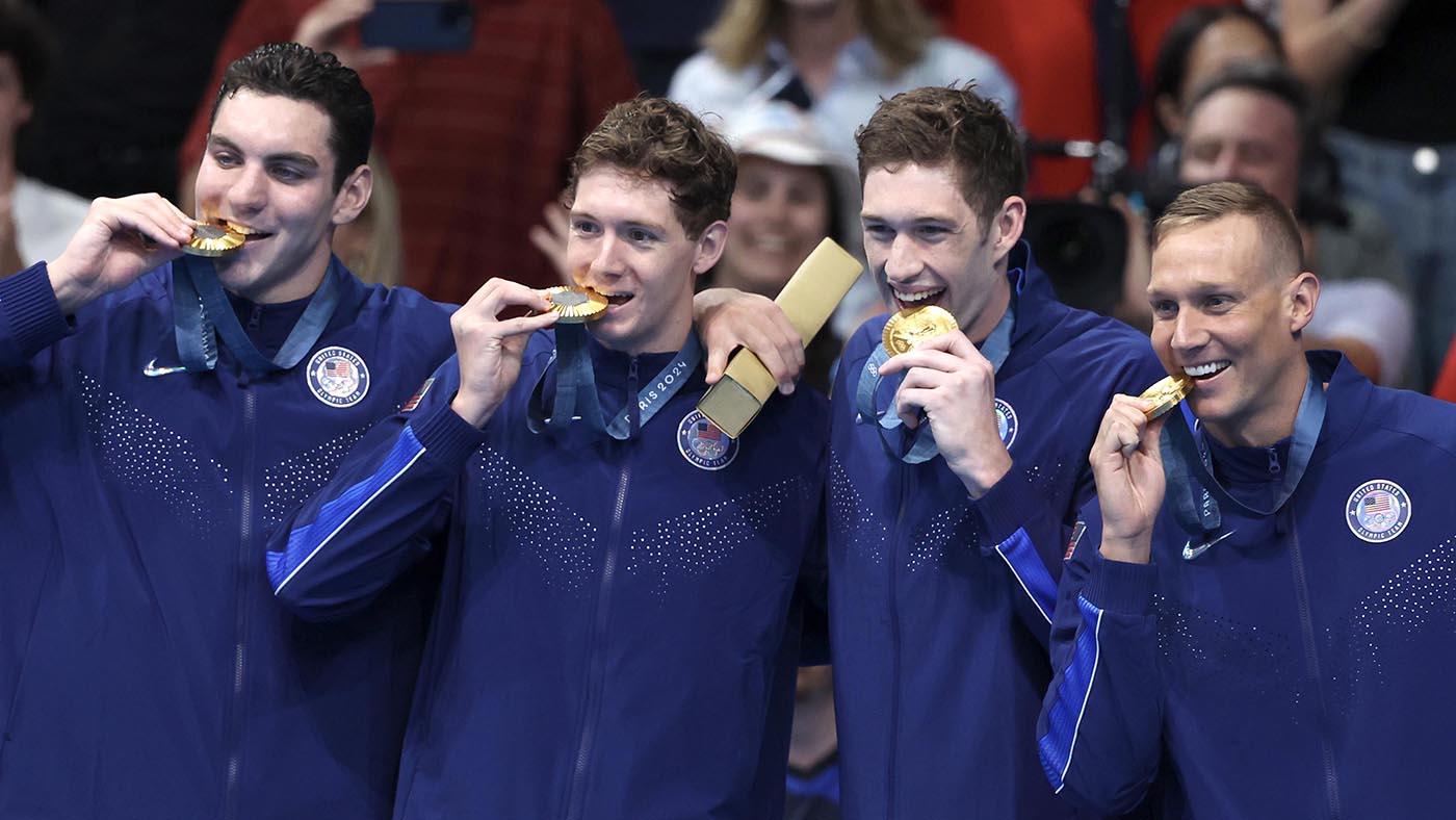 All he does is win gold medals: Caeleb Dressel captures 8th gold as anchor of US relay team